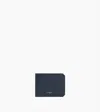 Le Tanneur Gaston Horizontal Wallet 2 Flaps In Cross Grain Leather In Blue