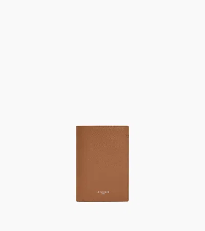 Le Tanneur Portefeuille Vertical Moyen Modèle Zippé 2 Volets Lucien En Cuir Grainé In Marron Tan