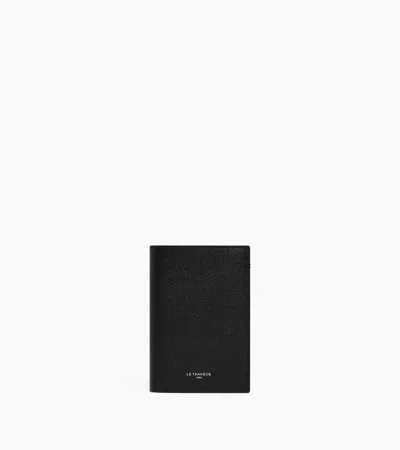 Le Tanneur Portefeuille Vertical Moyen Modèle Zippé 2 Volets Lucien En Cuir Grainé In Noir