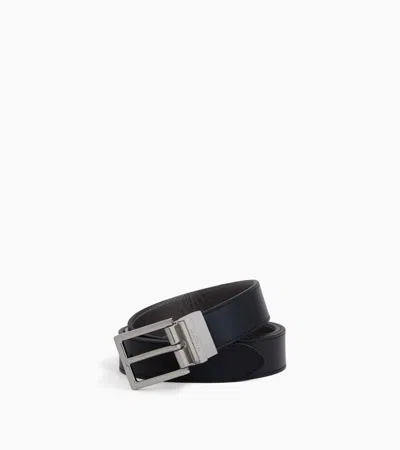 Le Tanneur Reversible Men's Belt With Rectangular Buckle In Smooth Leather In Black Brown