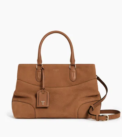 Le Tanneur Romy Large Handbag In Grained Nubuck Leather In Brown