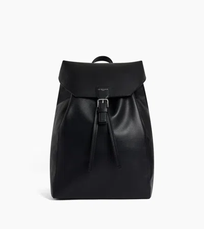 Le Tanneur Sac À Dos À Rabat Emile En Cuir Grainé In Black