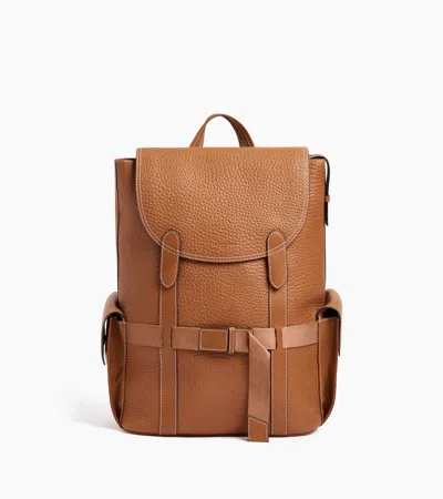 Le Tanneur Sac À Dos À Rabat Noah En Cuir Grain Buffle Et Cuir Lisse In Brown