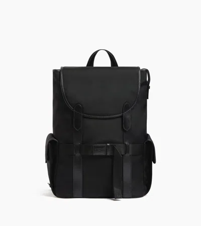 Le Tanneur Noah Flap Backpack In Nylon Canvas In Black