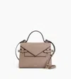 Le Tanneur Emilie Medium Handbag With Double Flap In Grained Leather In Gray