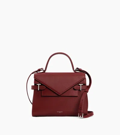 Le Tanneur Sac À Main Double Rabat Moyen Modèle Emilie En Cuir Signature T In Red