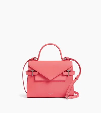 Le Tanneur Sac À Main Double Rabat Moyen Modèle Emilie En Cuir Signature T In Pink
