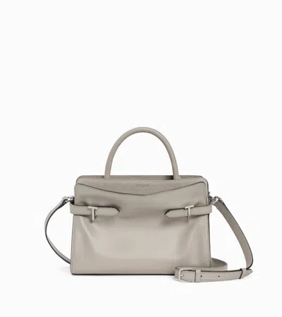 Le Tanneur Emie Medium Handbag In Smooth Leather And Nubuck In Gray