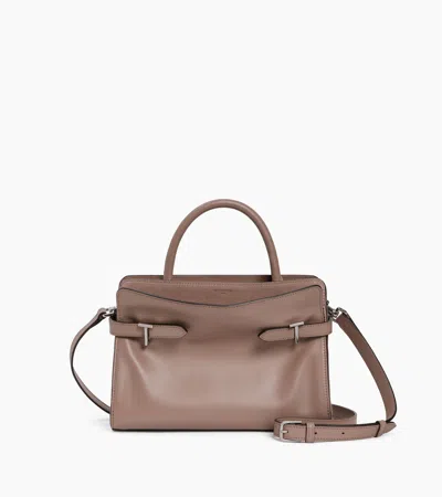Le Tanneur Emie Medium Handbag In Smooth Leather And Nubuck In Gray