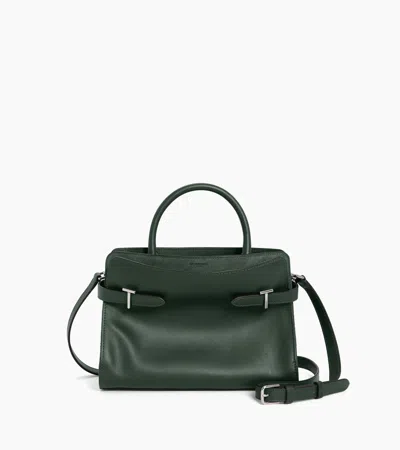Le Tanneur Sac À Main Moyen Modèle Emie En Cuir Lisse Et Refente De Velours In Vert Malachite