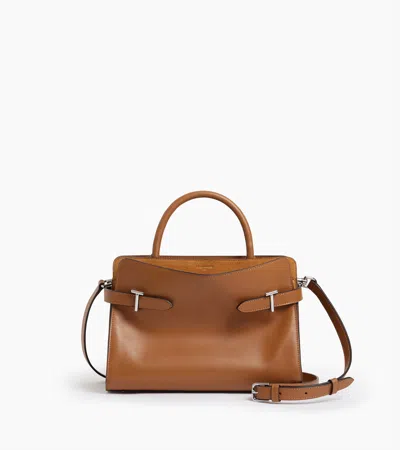 Le Tanneur Emie Medium Handbag In Smooth Leather And Suede In Brown