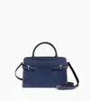 Le Tanneur Emie Medium Handbag In Denim-effect Suede Leather In Black