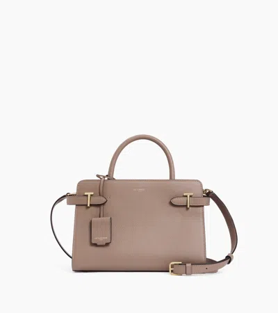 Le Tanneur Emilie Medium-sized Handbag In Grained Leather In Gray