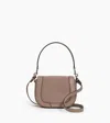 Le Tanneur Ella Medium Crossbody Bag In Grained Leather And Nubuck In Gray