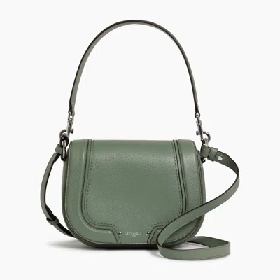 Le Tanneur Ella Medium Crossbody Bag In Grained Leather In Green