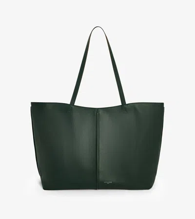 Le Tanneur Sac Cabas Grand Modèle Hortense En Cuir Grainé Double Face In Vert Malachite Greige
