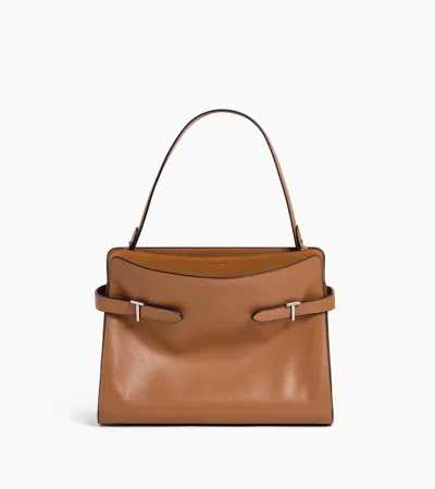 Le Tanneur Emie Large Shoulderbag In Smooth Leather And Nubuck In Brown