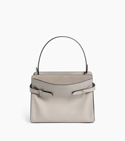 Le Tanneur Sac Porté Épaule Grand Modèle Emie En Cuir Lisse Et Nubuck In Gray