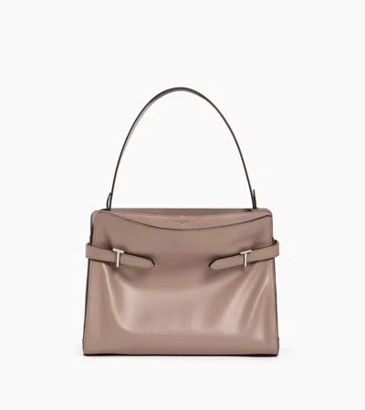 Le Tanneur Sac Porté Épaule Grand Modèle Emie En Cuir Lisse Et Nubuck In Gray