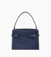 Le Tanneur Emie Large Shoulderbag In Denim-effect Suede Leather In Black