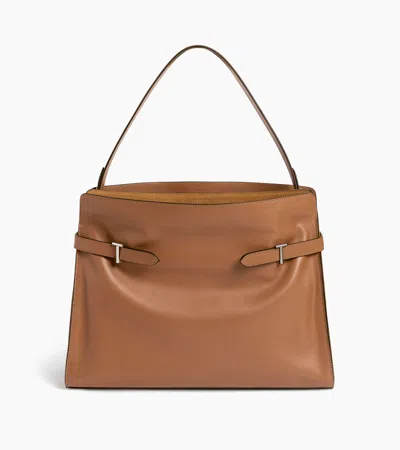 Le Tanneur Emie Maxi Shoulderbag In Smooth Leather And Nubuck In Brown