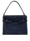 Le Tanneur Emie Large Shoulderbag In Denim-effect Suede Leather In Blue