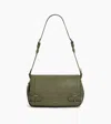 Le Tanneur Simone Small Bag With Crossbody Strap In Grained Leather In Green