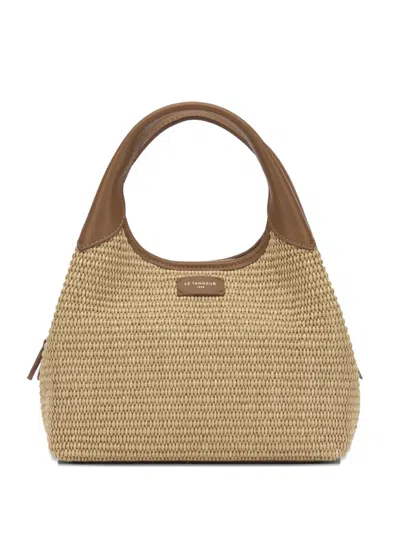 Le Tanneur Smallcjuliette Leather-trim Tote Bag In Nude