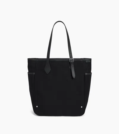 Le Tanneur Solveig Medium Tote Bag In Cotton Canvas And Smooth Leather In Black