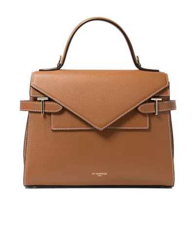 Le Tanneur Structured Top Handle Tote Bag In Brown