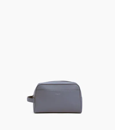 Le Tanneur Toiletry Bag In Grained Leather In Blue