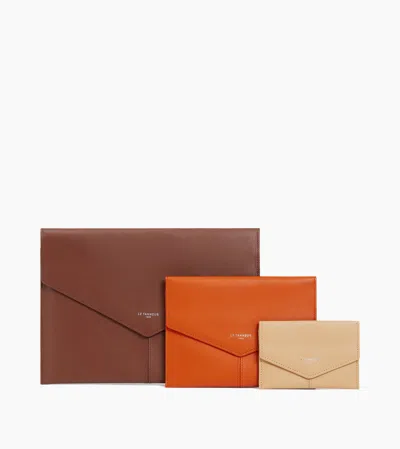 Le Tanneur Trio De Pochettes Charlotte En Cuir Lisse In Brown