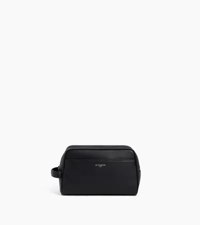 Le Tanneur Grained Leather Toiletry Bag In Black