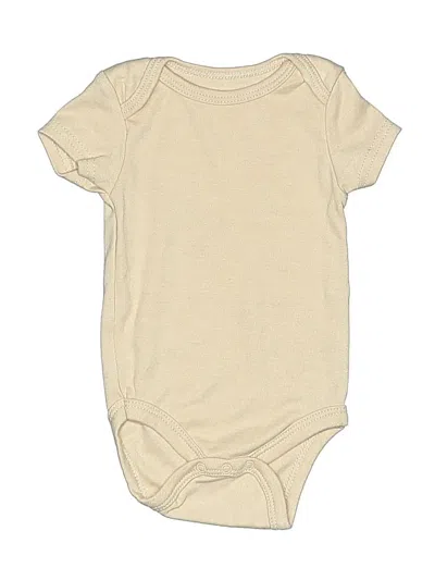 Pre-owned Le Top Baby Babies' Short Sleeve Onesie Tan Solid Pattern Crew Neck Bottoms In Brown