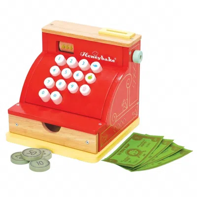Le Toy Van Kid's Wooden Cash Register & Money Play Set In Red In Multi