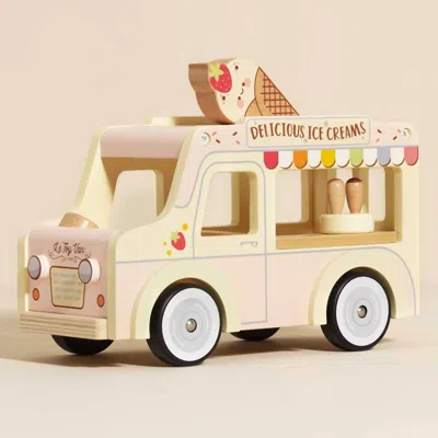 Le Toy Van Kid's Wooden Ice Cream Van Toy In Off-white And Pink In Neutral