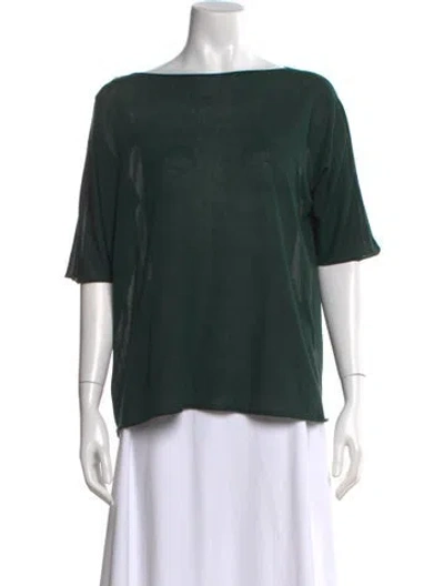 Pre-owned Le Tricot Perugia Bateau Neckline Short Sleeve Top W/ Tags In Green
