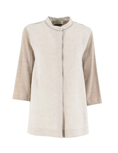 Le Tricot Perugia Blouse In Beige_greige
