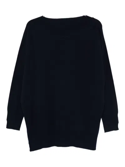 Le Tricot Perugia Blue Sweater In Black