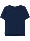 Le Tricot Perugia Classic Crew Neck T-shirt In Soft Viscose Blend In Blue