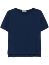 Le Tricot Perugia Classic Crew Neck T-shirt In Soft Viscose Blend In Blue