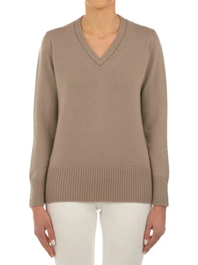 Le Tricot Perugia Brown Wool Silk Pullover