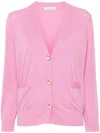 Le Tricot Perugia Button-up Cotton Cardigan In Pink
