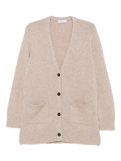 Le Tricot Perugia Buttoned Cardigan In Neutral