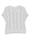 Le Tricot Perugia Cable-knit Eyelet Sweater In Gray