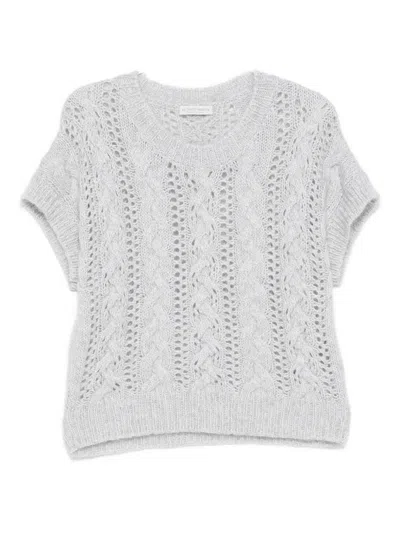 LE TRICOT PERUGIA CABLE-KNIT EYELET SWEATER