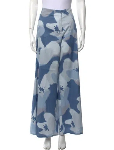 Pre-owned Le Tricot Perugia Camouflage Print Wide Leg Pants W/ Tags In Blue