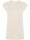 Le Tricot Perugia Cap-sleeve Fine-knit Top In Neutrals