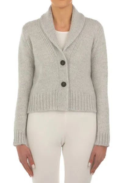 Le Tricot Perugia Cardigan Corto Sweater In Silver In Gray