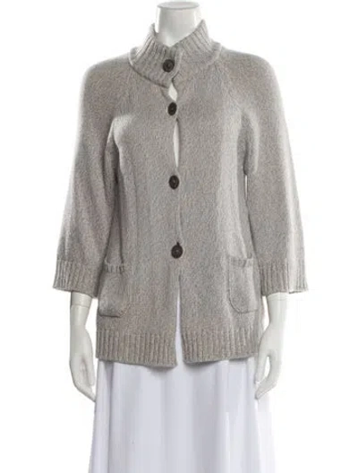 Pre-owned Le Tricot Perugia Cashmere Mock Neck Sweater In Gray